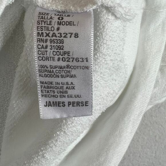Standard James Perse Womens 0 Supima Cotton White Top Tee Terry Visible Mending - Picture 5 of 8